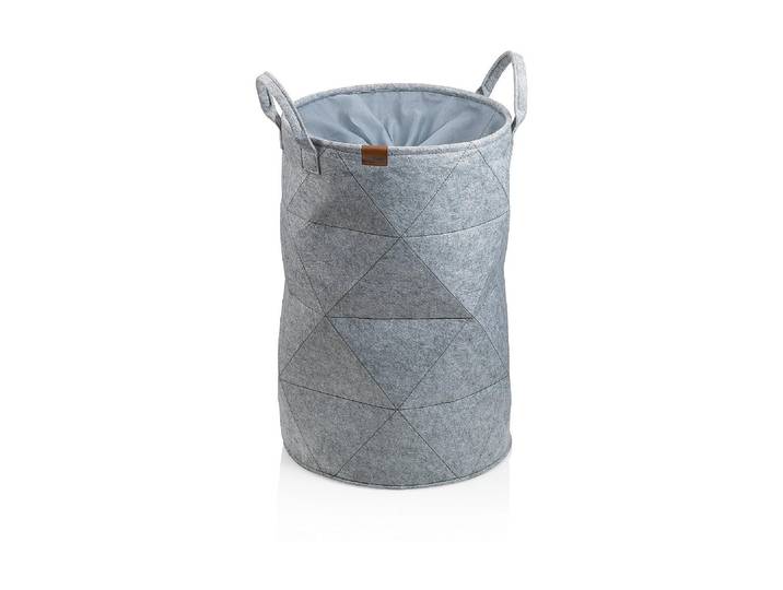 Wäschekorb KELA Fay 42 l , grau (hellgrau), B:33cm H:50cm, Filz, Polyester, Wäschesammler, Wäschekorb