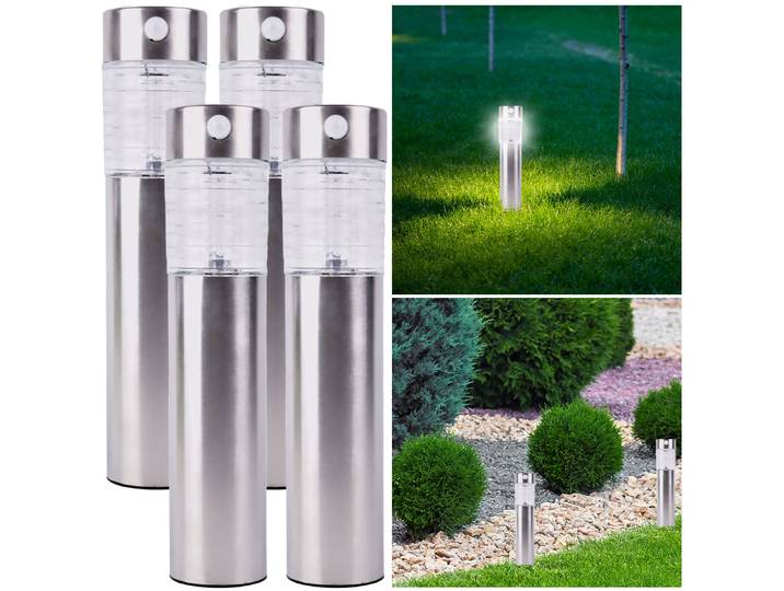 4er-Set Solar-Gartenlampe mit Bewegungssensor, 28cm x Ø 6,2 cm