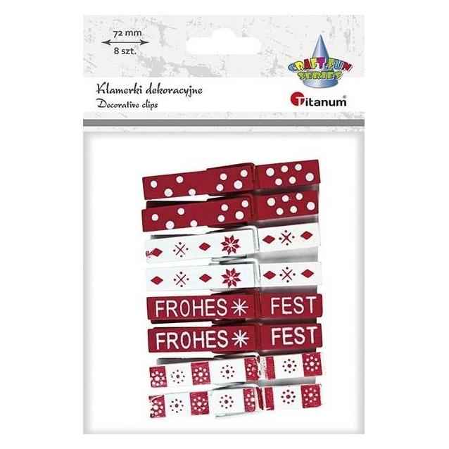 Teka Holzklammern, weiss, rot, Weihnachten, 8 Stk (47995571)