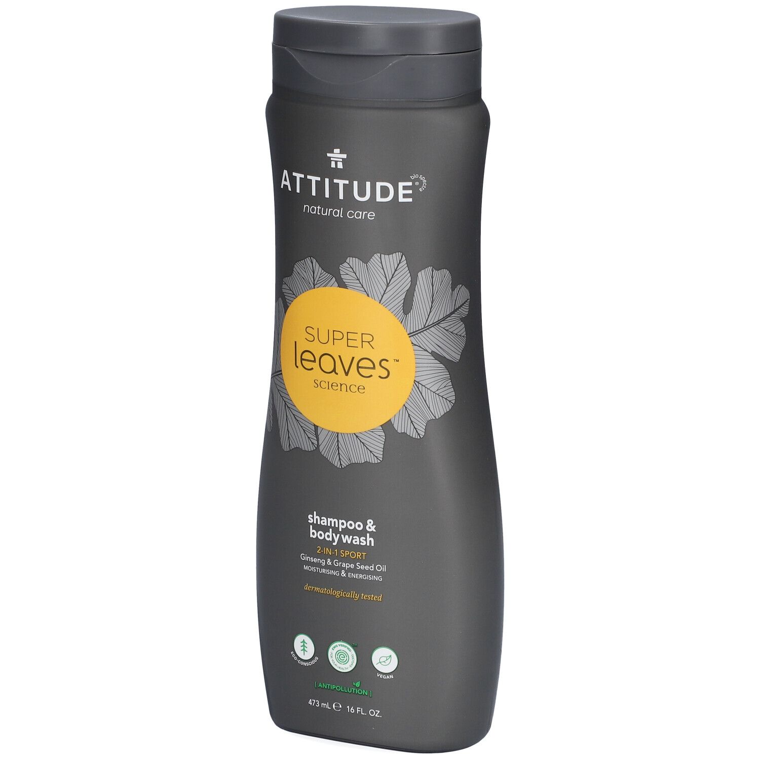 Attitude Super Leaves Men 2-in-1 Natuurlijke Shampoo & Body Wash Sport 473 ml