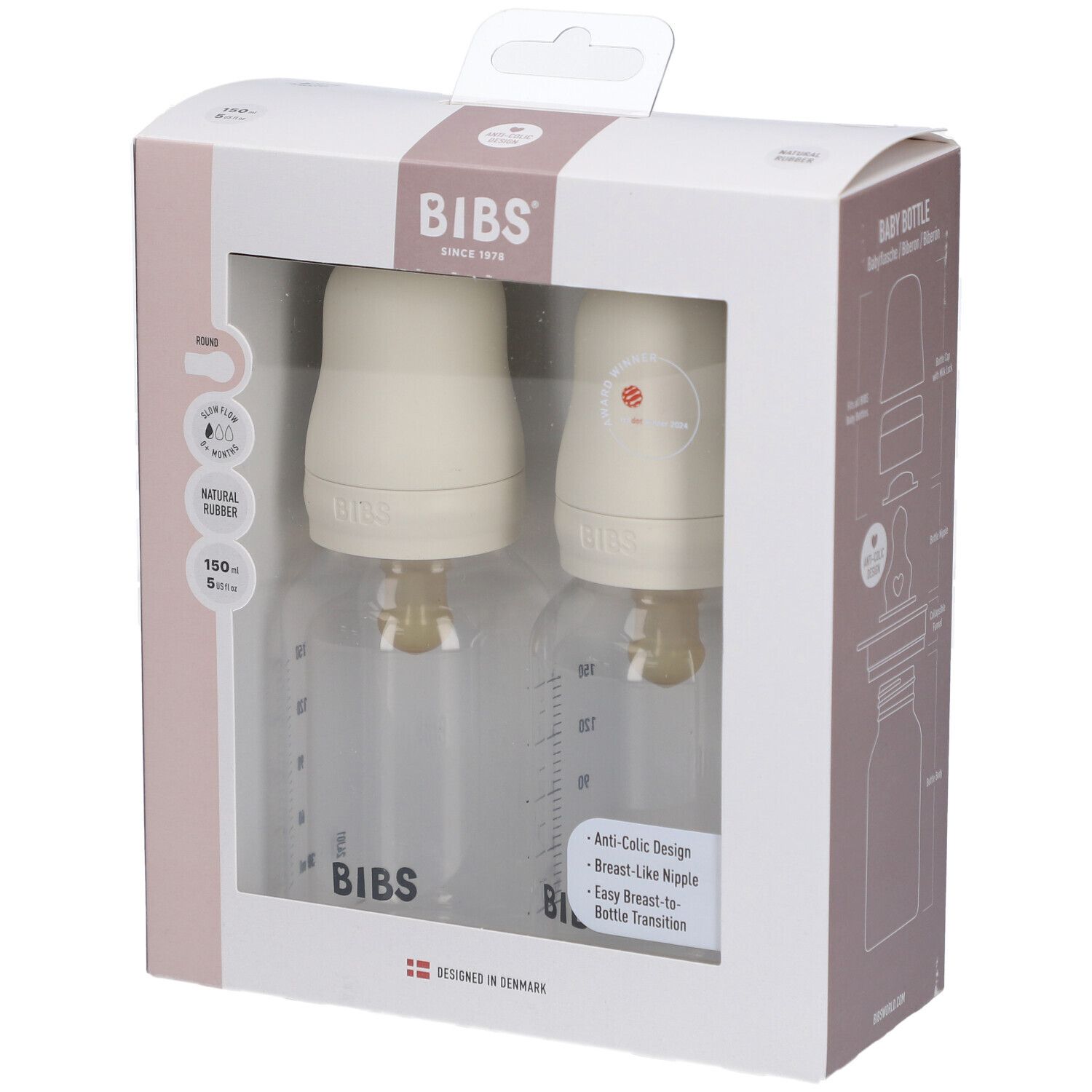 Bibs Zuigfles Duopack 150Ml Complete Set Ivory 2st 2 St Babyflasche