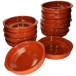 12er Set Cazuela mit Griffen Ton-Schale Bernd Ø 24cm Größe XL Mittelalter Wikinger