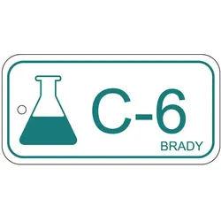 Brady, Sicherheitskennzeichnung, B-7527, Polypropylen Schild, Energy Source Tag - Chemical/Chemikalien, 75 x 38mm, Türkis auf