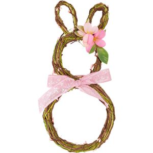 Heitmann-Deco Osterdeko 1983038, natur / rosa, Türkranz aus Reisig, 14 x 32 cm