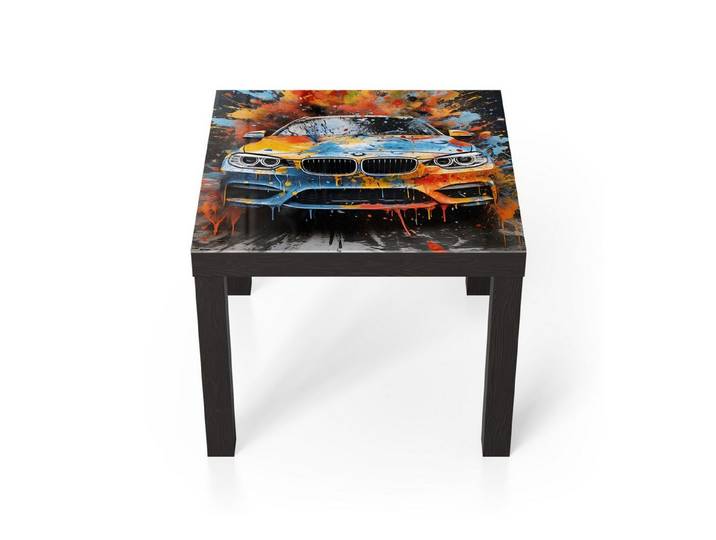 DEQORI Couchtisch 'Farbenrausch auf Rädern', Glas Beistelltisch Glastisch modern