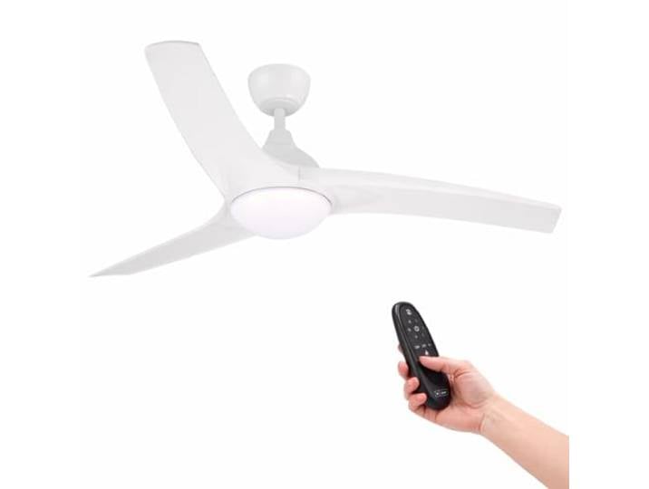 M mimotec - Ventilateur de Plafond avec Led Ivara Blanc 58W\, Télécommande\, Faible Consommation\, Moteur DC 34W+Lumière Led 24W\, 6 vitesses\, Silencieux\,3 Pales\, hiver-été\, minuterie.
