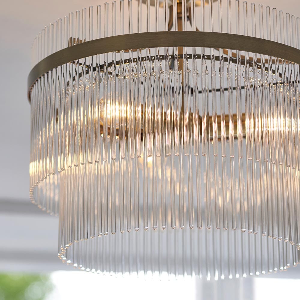 Abella Light Gold 3 Light Semi Flush Pendant Ceiling Light
