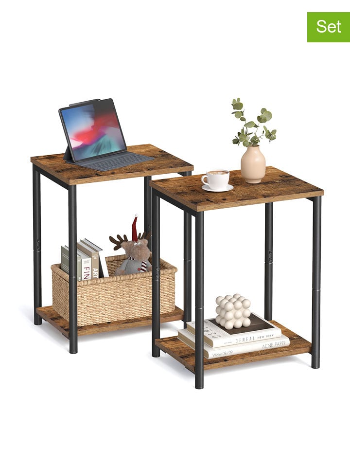 VASAGLE 2er-Set: Beistelltische in Braun/ Schwarz - (B)40 x (H)50 x (T)30 cm - onesize