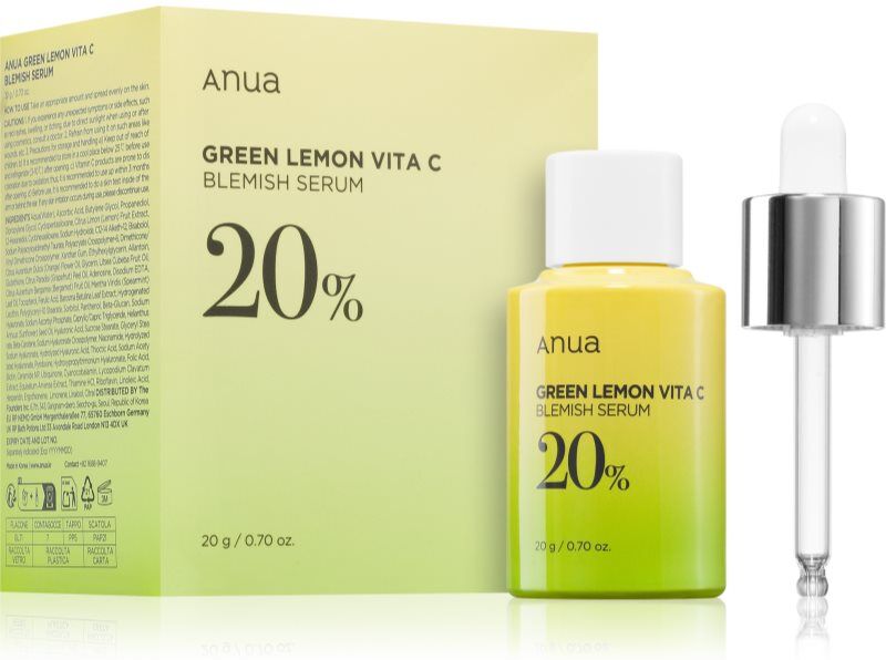 Anua Green Lemon Vita C Blemish Serum vitamin C brightening serum for pigment spot correction 20 g