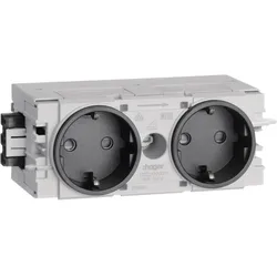 Hager SCHUKO Doppelsteckdose mit Wago Steck-/Klemmtechnik C-Profil in graphitsch