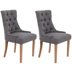 CLP 2er Set Esszimmerstuhl Aberdeen Stoff antik-hell   Farbe: dunkelgrau, Gestell Farbe: antik-hell