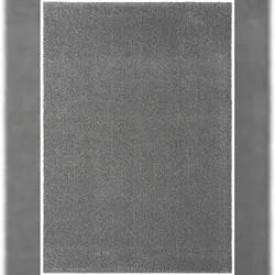 Hochflorteppich ZINAL Uni Polyester 25mm trittschalldämmend Wohnzimmerteppich 120x170 cm Grau | Kadima Design