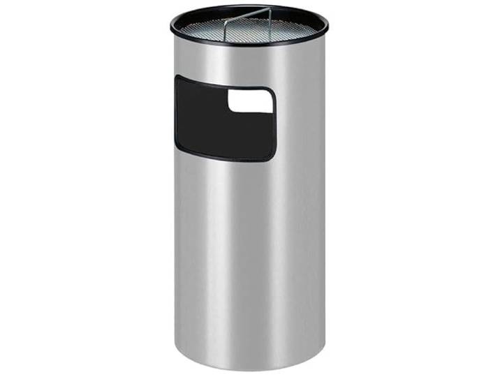 PROREGAL Runder feuerfester Kombiascher inkl. Löschsand & Sieb 50 Liter, HxØ 69x32cm Inneneimer aus Metall Silber
