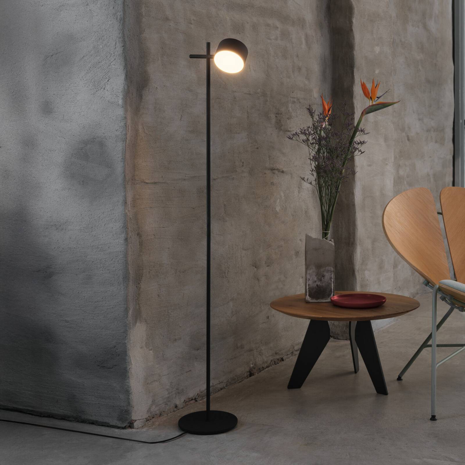 OSRAM Lámpara de pie LED Decor Kyoto, atenuable, Negro, Salón / Comedor, Aluminio, Moderno, Lámpara de pie LED