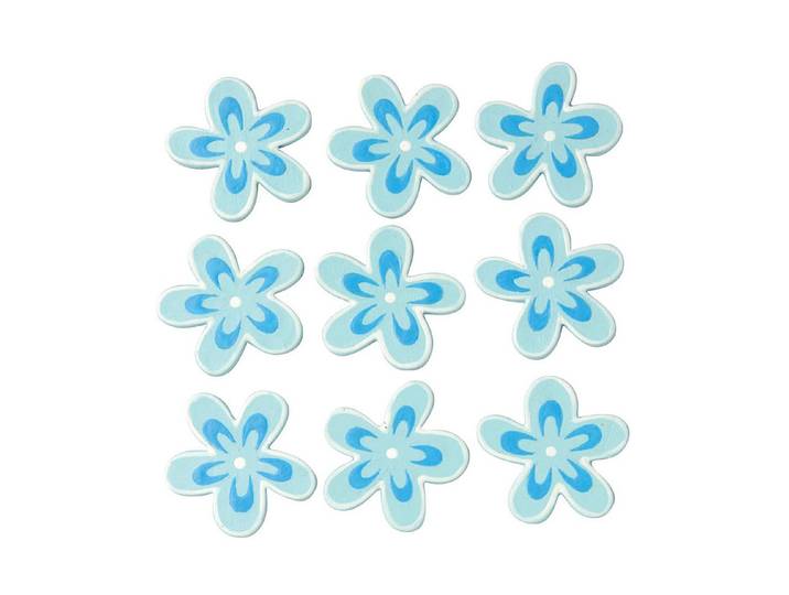 Glorex Streuteile Blumen Sperrholz Blau 9 Stück
