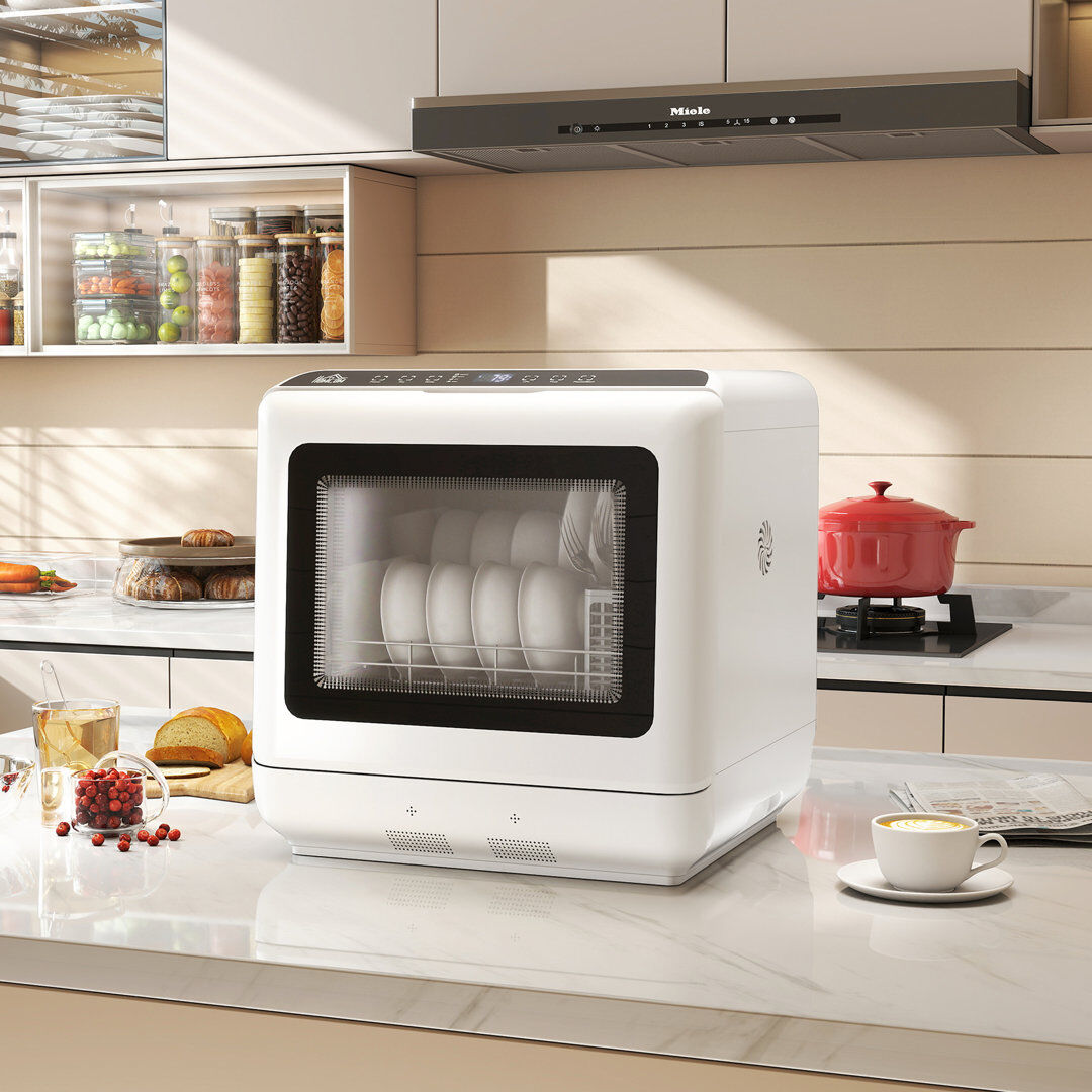 17 Stories HOMCOM Countertop Dishwasher with Dual Water Supply and 6 Programs White 45.8cm H X 45cm W X 44cm D