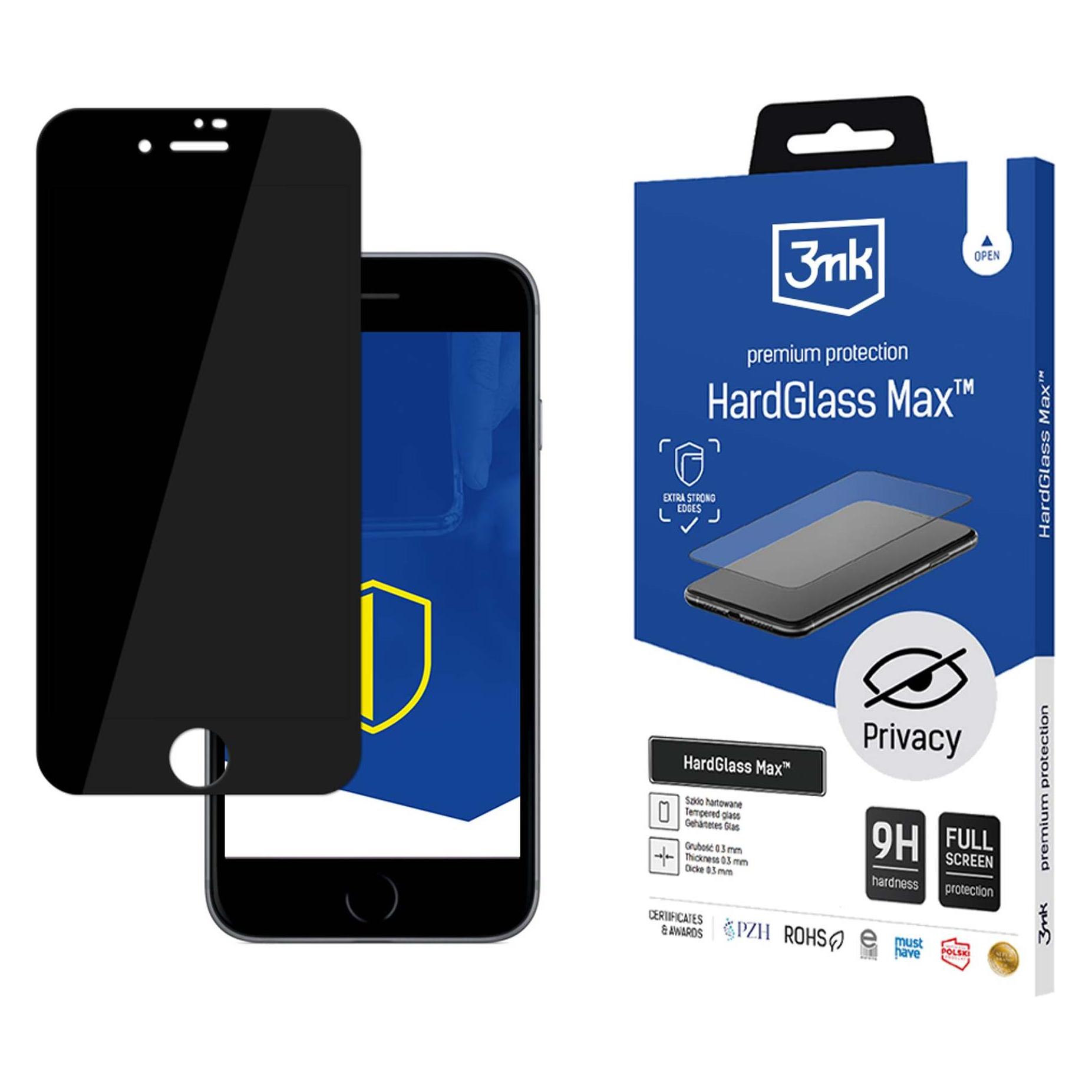 3MK HardGlass Max Privacy iPhone 7/8 czarny/black Fullscreen Glass Privacy (Apple iPhone 7) (3mk HardGlass Max Privacy Black(43))