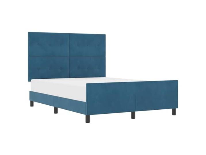 PUGYNBK Boxspringbett, Dunkelblau, 140 x 190 cm, Samt Kopfteil verstellbar, Rahmen aus Kiefernholz, einfache Montage, modernes Design