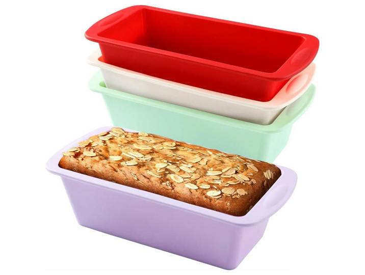 Brotbackform 4-teiliges Set Silikon Antihaft 19 cm, Mehrfarbig, Kunststoff, 9.5x5.5x19 cm, Backen & Backzubehör, Backformen, Kastenformen