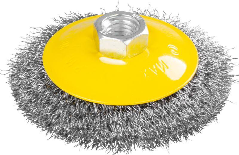 Strend Pro CCB-504 Komstaalborstel, 100 mm, gegolfd, M14x2, draad 0.3 mm