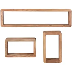 WANDREGAL Set TEKO CUBES Massivholz Abgerundete Ecken, Beige 80x15x20 cm