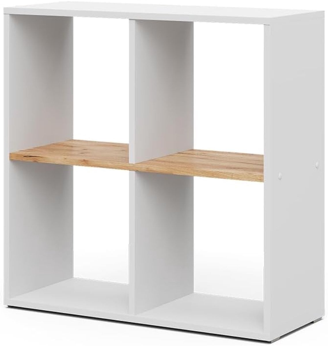 Moderne Opbergkast Boekenkast Kubus - Wit Goudkraft Eiken - Breedte: 72 cm
