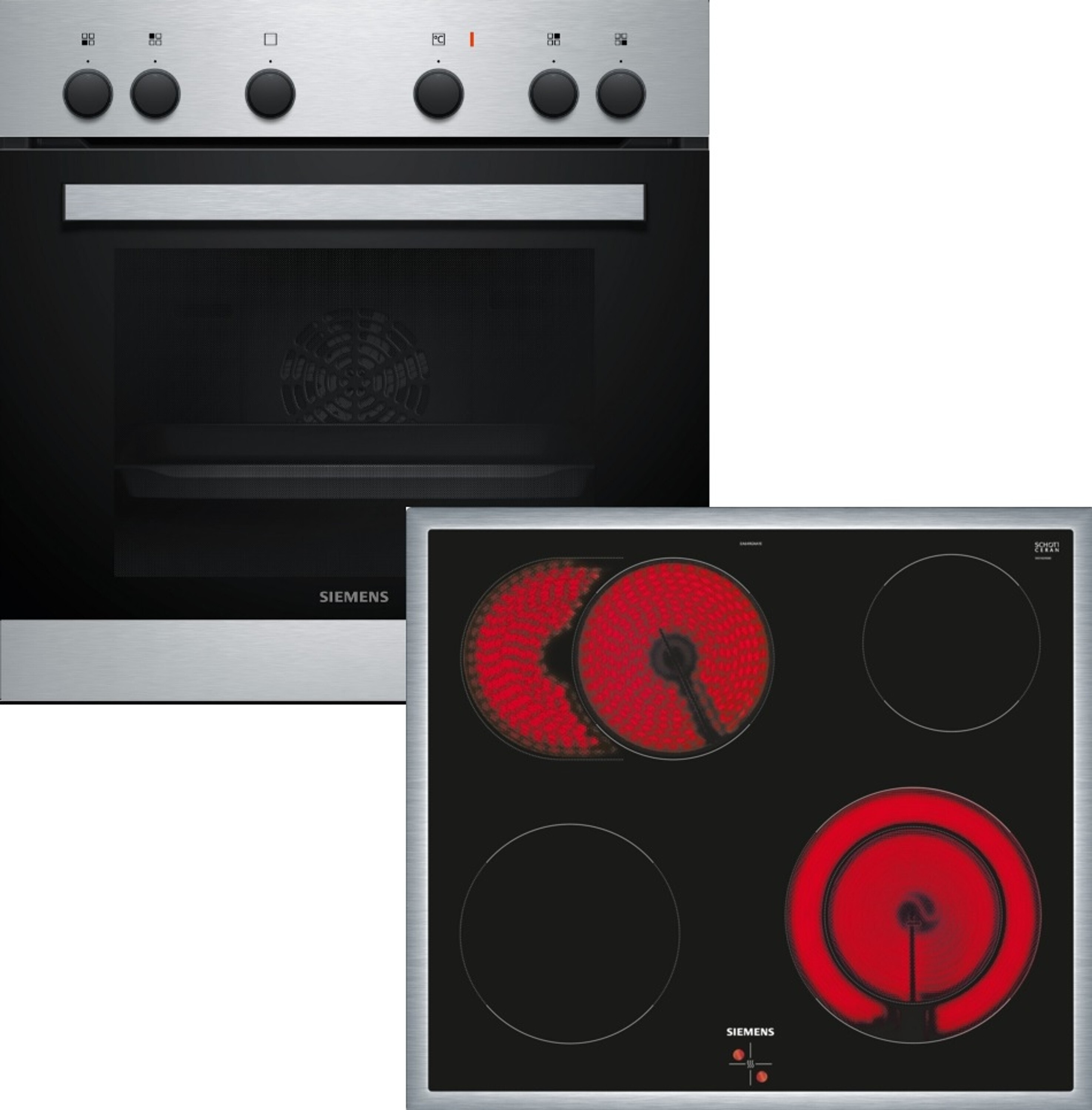 Siemens iQ300 EQ110KS2EB, Keramik, 4 Zone(n), Glas, 4 Zone(n), Groß, Rund