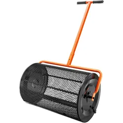 VEVOR Kompoststreuer aus Stahl Torfmoosstreuer 1,27x2cm Mesh-Korb Garten Rasen Streuer Grifflänge von 62 bis 67,5cm verstellbar 61cm Metall Mesh Korb Ideal für Dünger wie Kompost Mist Erde Torfmoos