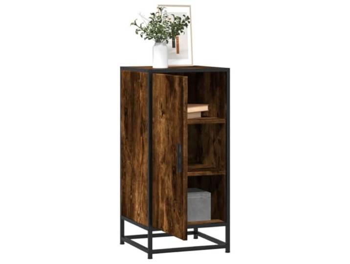 RJPLMFV Anrichte Eiche Rauchfarben, 35,5 x 35 x 76 cm, Holz aus Technik und Aufbewahrung für Esszimmer, geschlossene Tür, Wandbefestigung inklusive, industrieller Stil