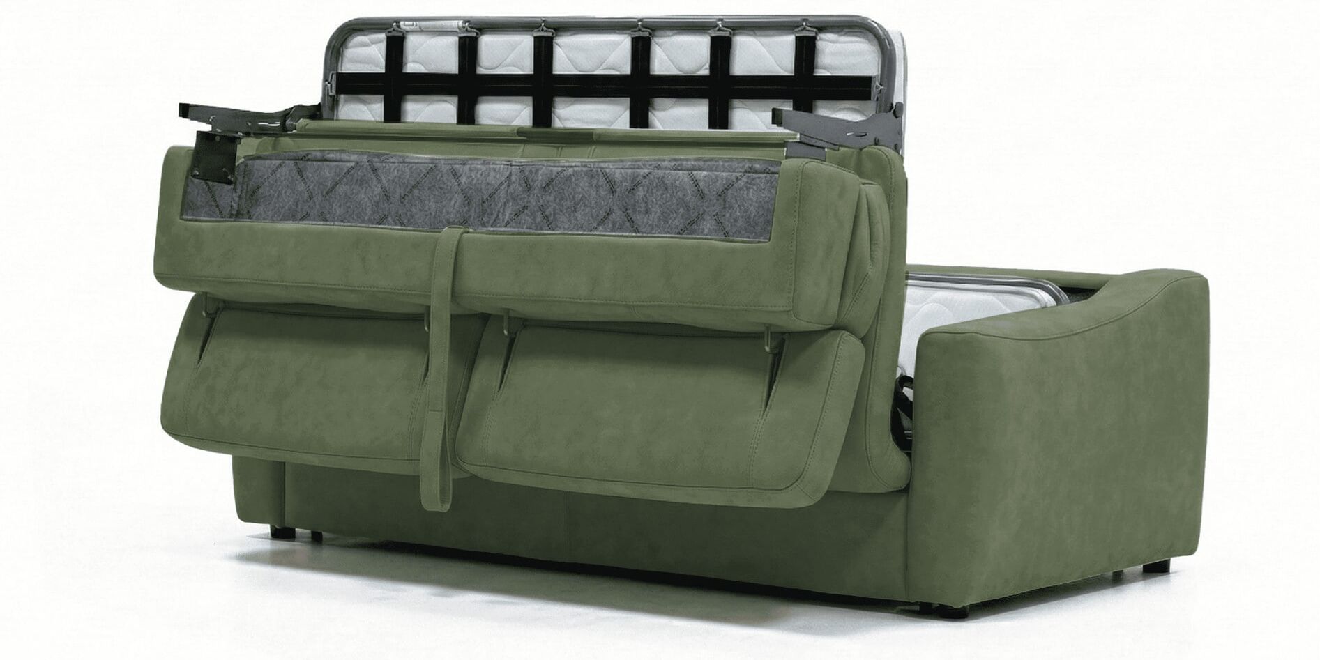 Schlafsofa EGOITALIANO "STRIKE, 195 cm, made in Italy, Designsofa mit Dauerschlaffunktion", grün (pistazien), B:195cm H:79cm T:102cm, 100% Polyester, Sofas, Schlafsofa, Bettsofa, Luxus-Microfaser Lederoptik mit verstellbaren Kopfstützen pistazien B/H/T: 1