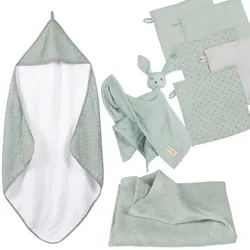 roba Organic Geschenkset 'Lil Planet' frosty green, Handtuch, Waschlappen, Schmusetuch & Decke, GOTS