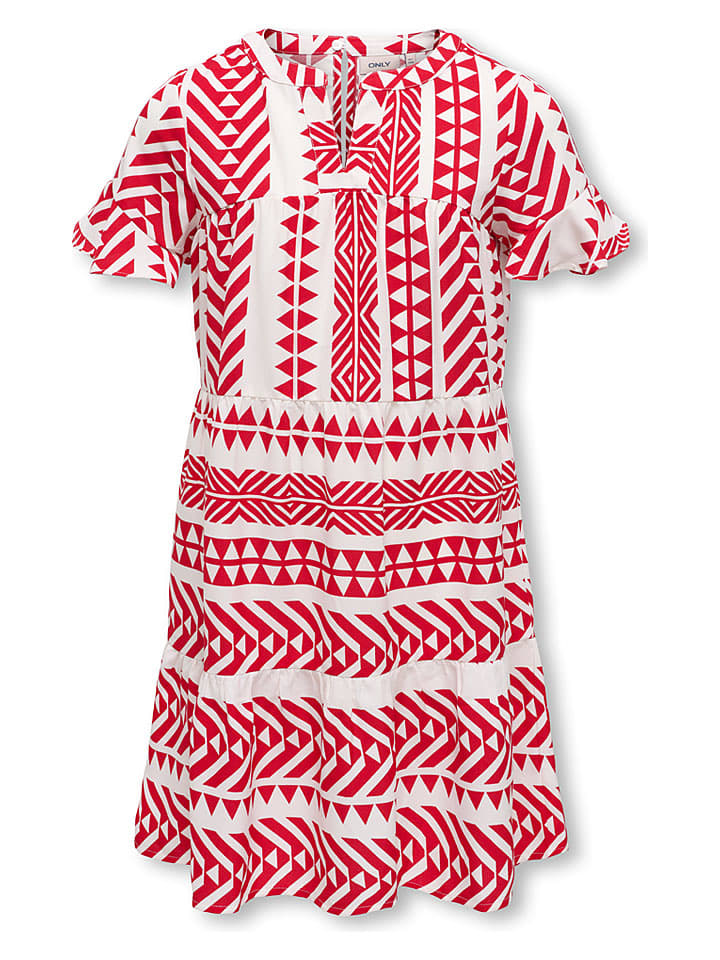 KIDS ONLY Kleid "Alberte" in Weiß/ Rot - 128