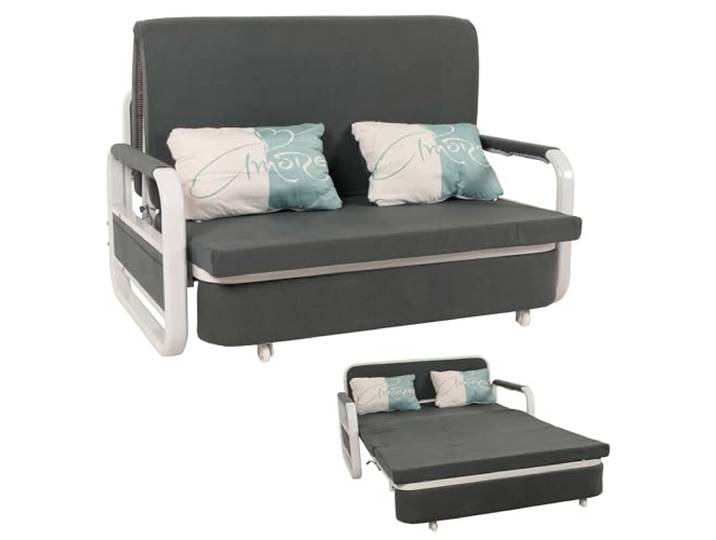 Mendler Schlafsofa HWC-M83 130x185cm - Stoff/Textil dunkelgrau Schlafcouch, Couch, Sofa, Schlaffunktion, Bettkasten, Liegefläche