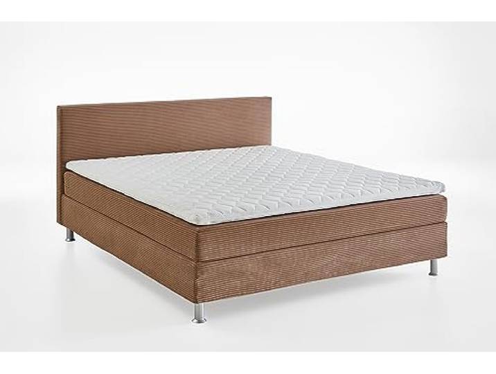 Atlantic Home Collection Boxbett inklusive Rost und H3 Federkernmatratze, Holz, Karamell, 160 x 200 cm