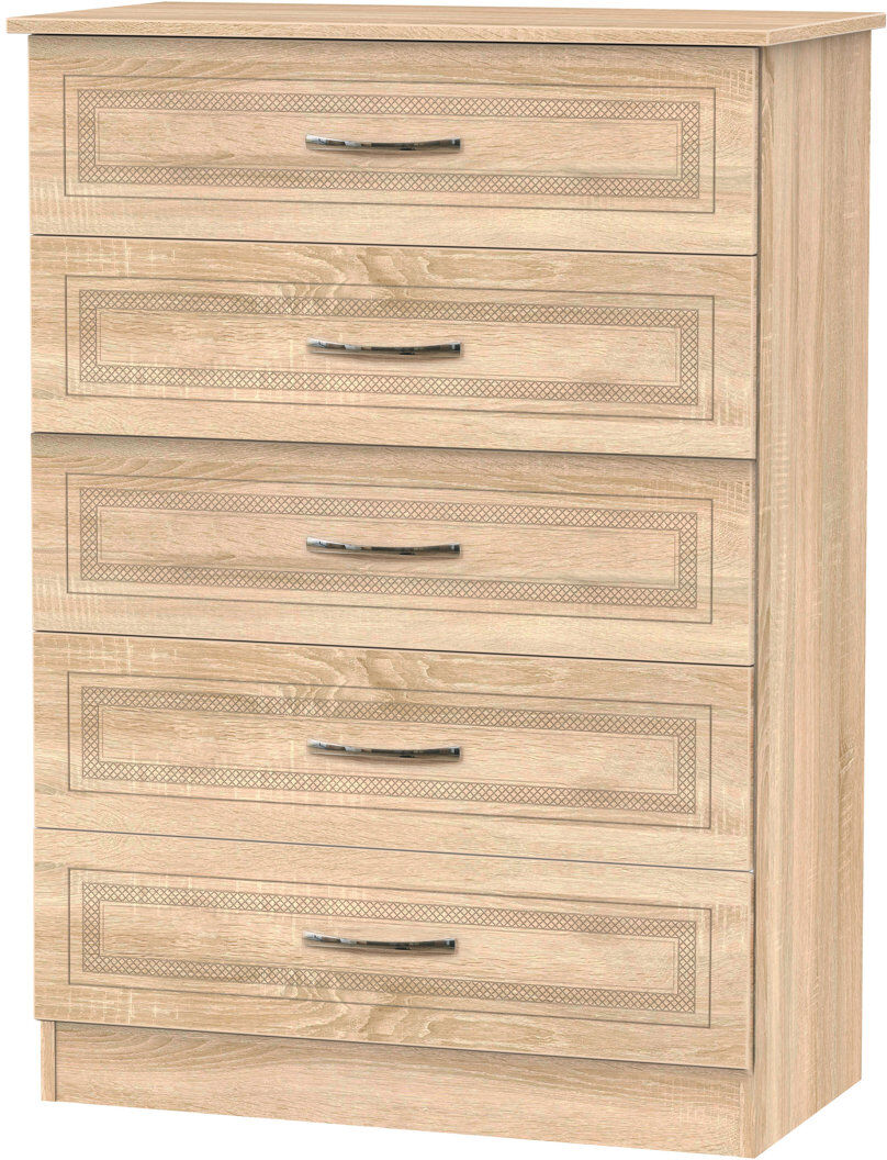 Ophelia & Co. Fully Assembled Nikkie 5 - Drawer Chest of Drawers Bardolino Oak 107.5cm H X 76.5cm W X 41.5cm D