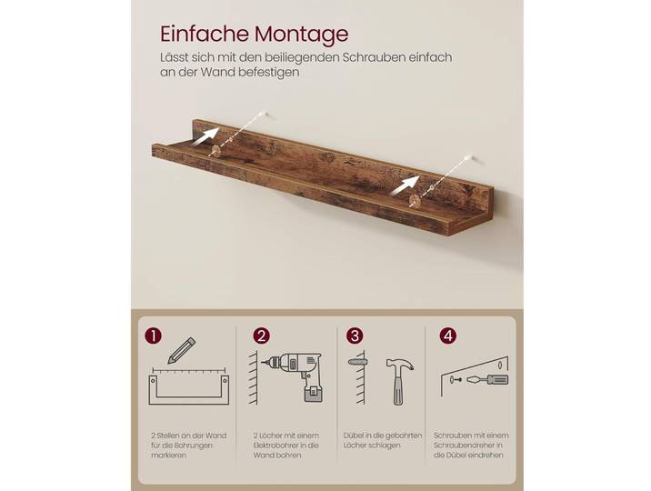 Wandtablar 2er-Set VASAGLE Braun Holzwerkstoff B 60 T 5 cm - Wandtablar 2er-Set
