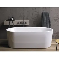 RIHO Modesty freistehende Badewanne, mit Riho Fall, 170x76x59cm, 187 Liter, B090005105, Farbe: seidenmatt weiß