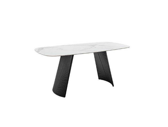 MCA furniture Esstisch Designergestell, weiß marmoriert, Keramik - 180x76x90cm (BxHxT)