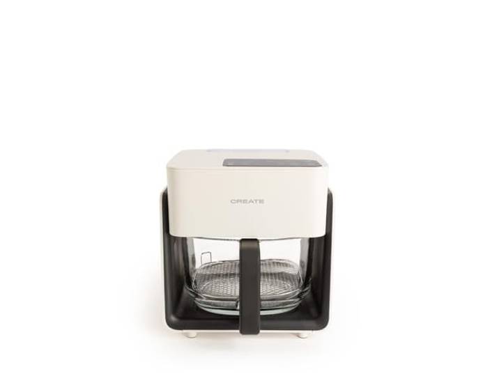 CREATE/AIR FRYER STUDIO CRYSTAL/Ölfreie Heißluftfritteuse 4.2L mit Wasserdampfgarer Cremeweiß/Fassungsvermögen 5-6 Portionen, 6 Programme, Glasbehälter, Zeit- und Temperaturkontrolle, 1300W