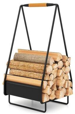 Costway Firewood Storage Rack Heavy-duty Metal Log Holder with Handle and Square Rack