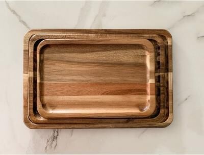 Kozy Kitchen Premium Acacia Wood Serving Tray, Serving Board, Cheese Platter, Charcuterie Board, Vanity Tray