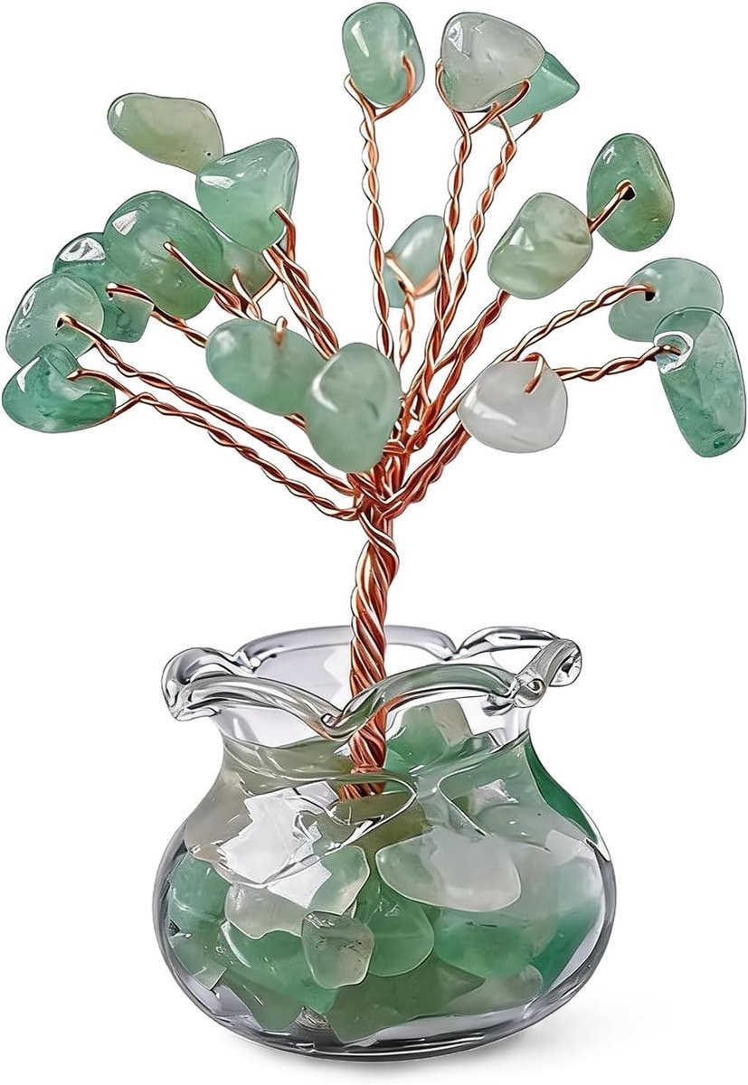 Groene Aventurijn Kristallen Boom met sierpot - Feng Shui Levensboom decoratie