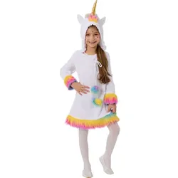 Kinder-Kleid "Einhorn", weiß-bunt