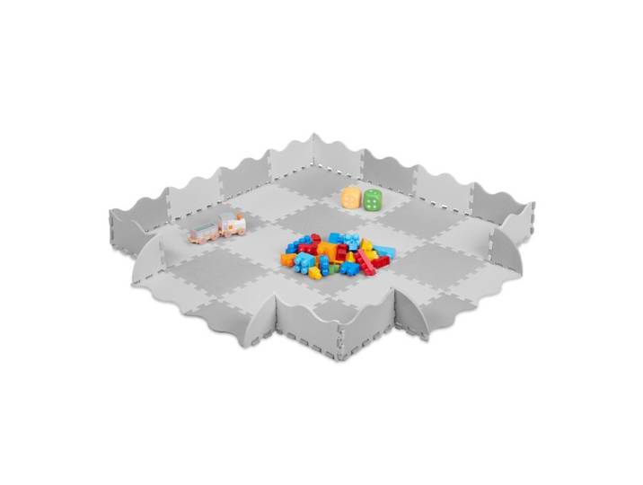 Relaxdays 36 pièces Tapis puzzle avec bord