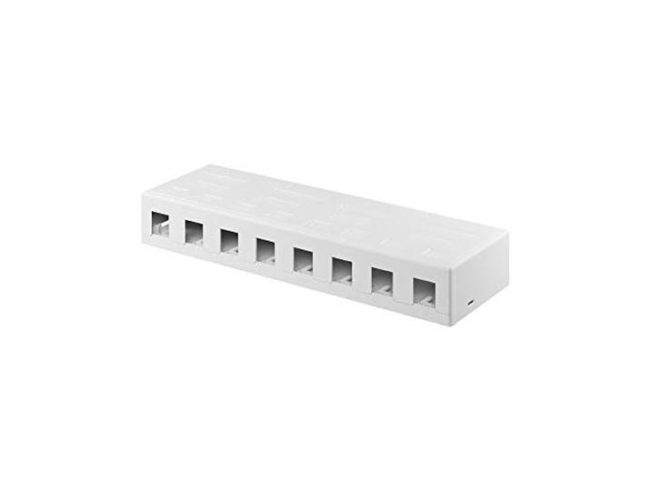 Goobay 79426 Keystone lege behuizing 8 poorten/leeg patchpaneel voor Keystone Module / 8-voudig patchveld/opbouwdoos met snap-in-systeem/wit