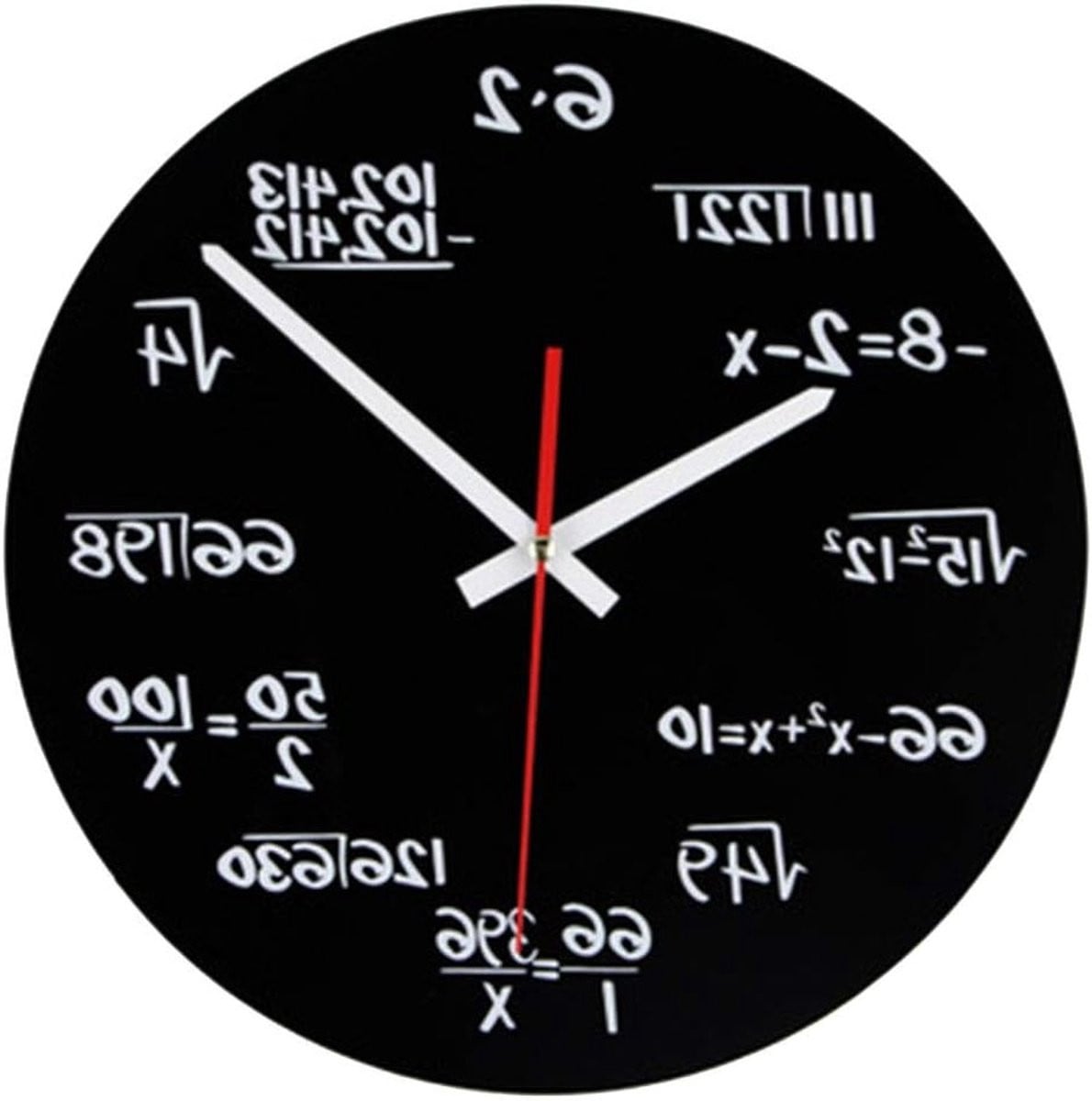 Unieke Wiskunde Wandklok met Wiskundige Formules, Zwart, Diameter: 30 cm