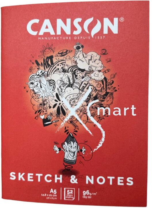 Carnet agrafes A5 14,8 x 21 cm Xsmart Sketch & Notes 52 pages lignées 96g/m² - Canson