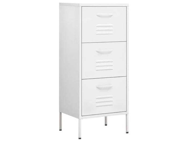 KLGBNCVE Lagerschrank Weiß 42,5x35x101,5 cm Stahl Anrichte aus Stahl, Nivellierer an der Unterseite, vollständig ausziehbare Schubladen, kugelgelagerte Schienen