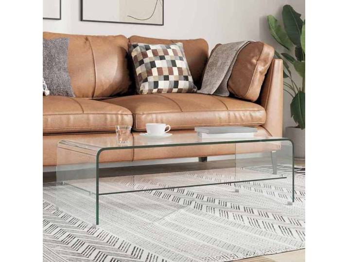 SALE 2026  Table à café Transparent - Table basse Clair 98x45x31cm Verre trempé PRO859463158
