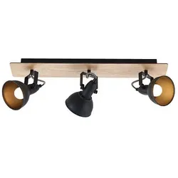 Brumberg Deckenleuchte DACTYL, 3-flammig, 3x E14, Holz hell / Schirme strukturschwarz BRUM-57113180